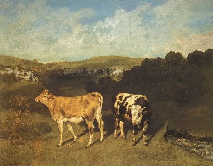 En tyr og en kvie - Gustave Courbet