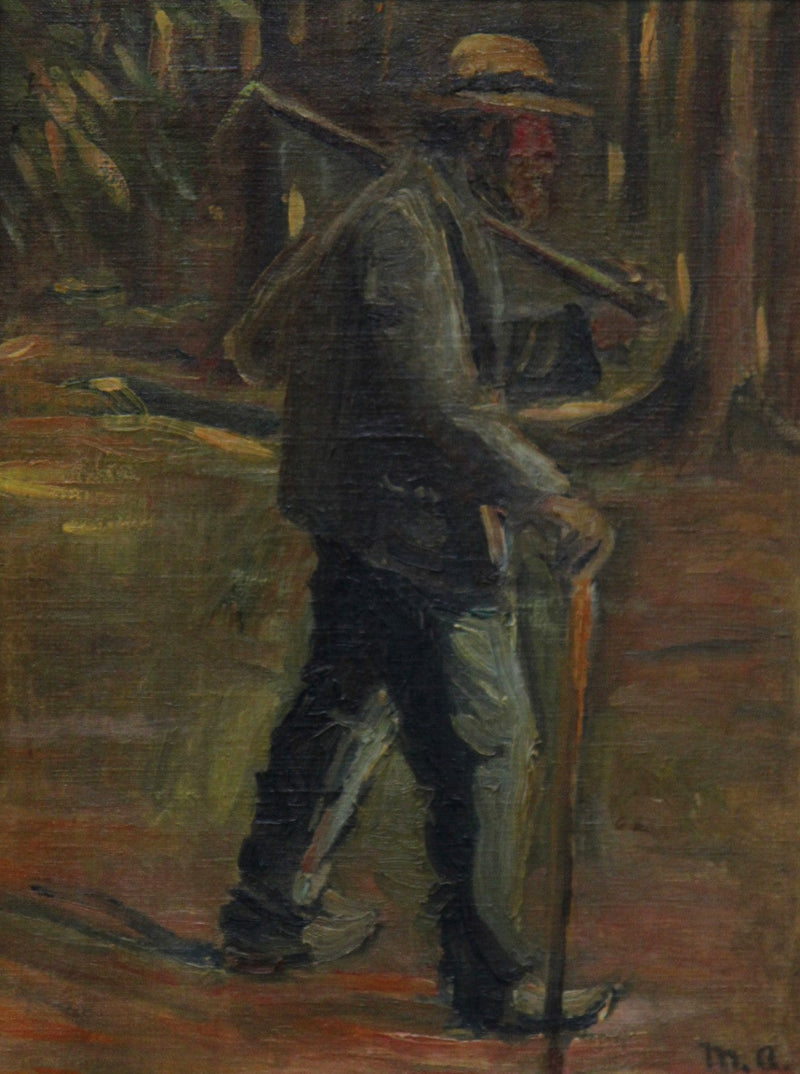 En skovarbejder til fods. - Michael Peter Ancher
