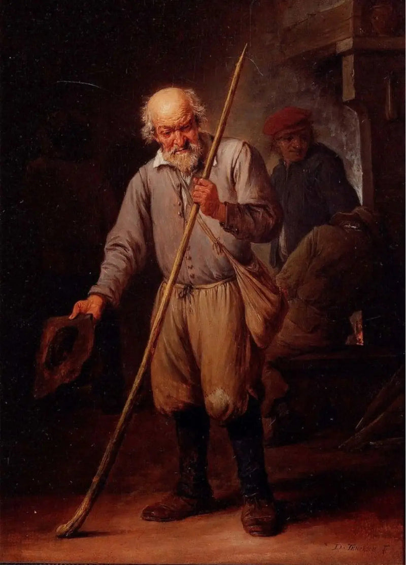 En gammel mand med en stok - David Teniers den Yngre