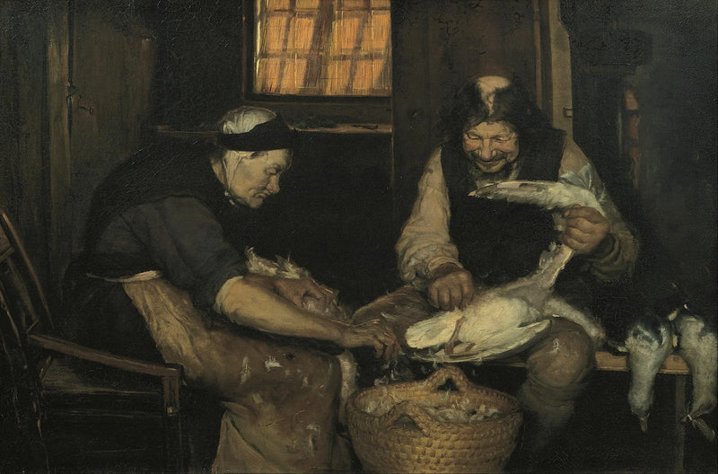 Et gammelt par, der plukker måger. Lars Gaihede og gamle Lene - Anna Ancher