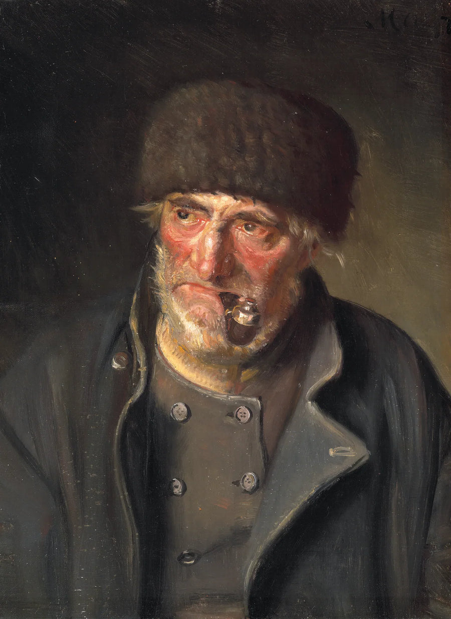En gammel fisker med en pibe. - Michael Peter Ancher
