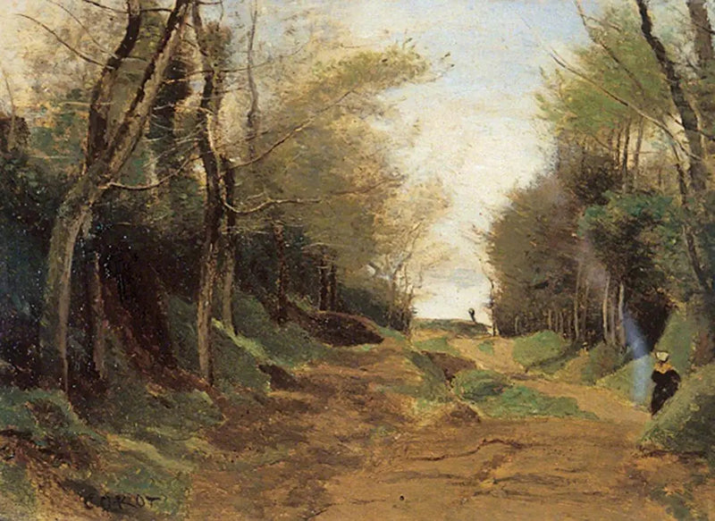 En allé af nordfransk skov. Efterår - Jean-Baptiste Camille Corot