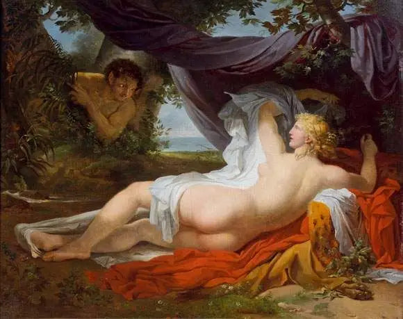 En Bacchante vækket af en ung faun - Charles Meynier