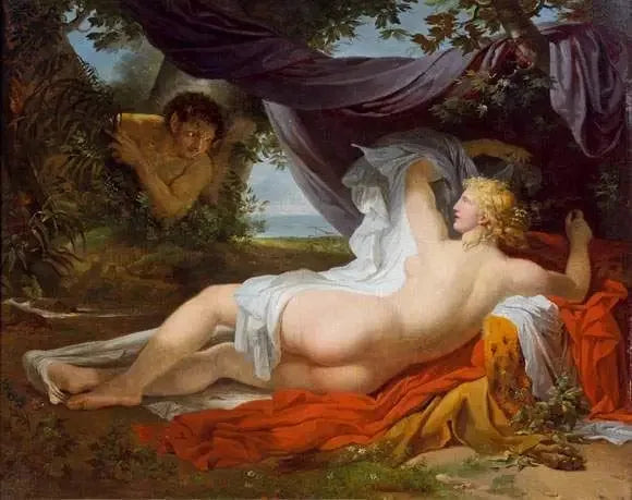 En Bacchante vækket af en ung faun - Charles Meynier