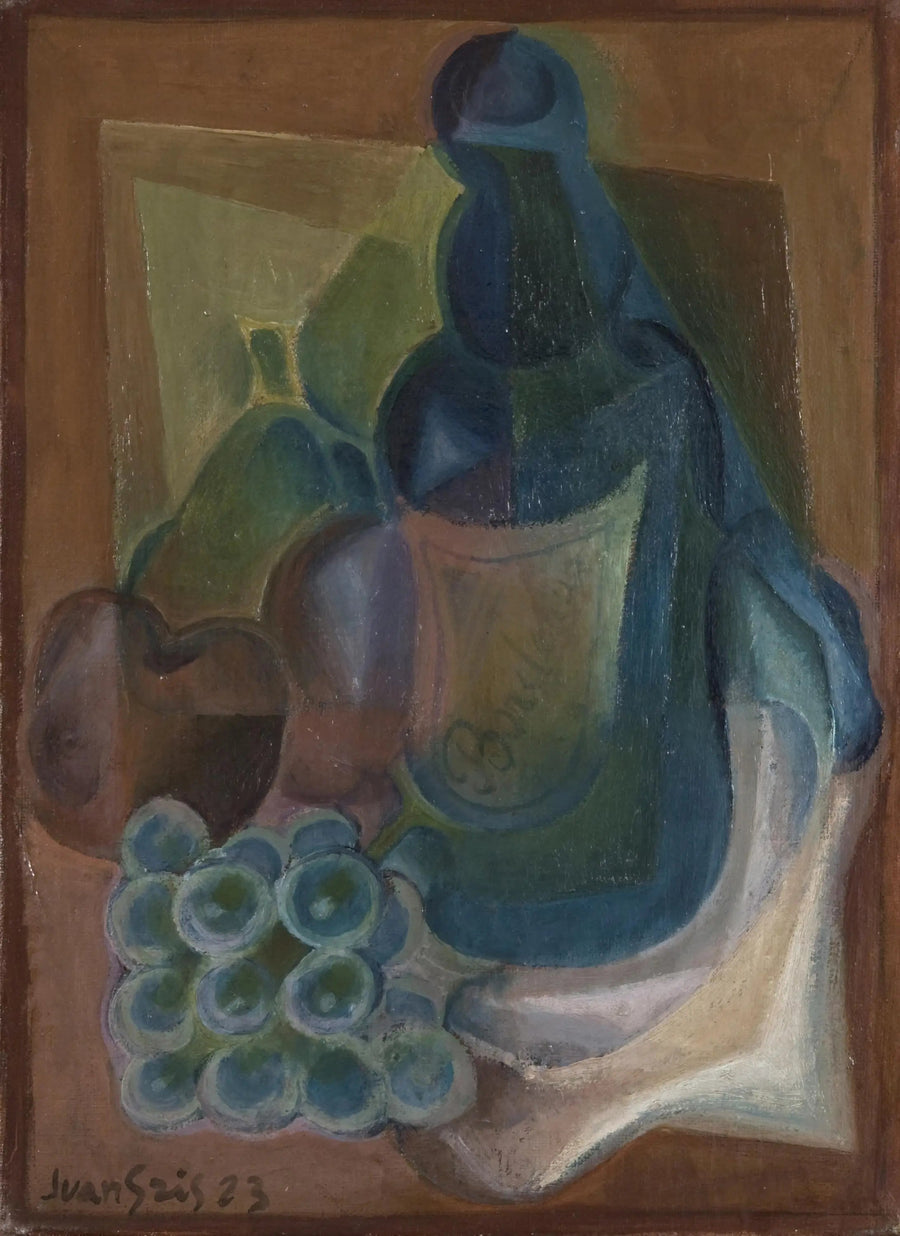 En flaske og frugt - Juan Gris