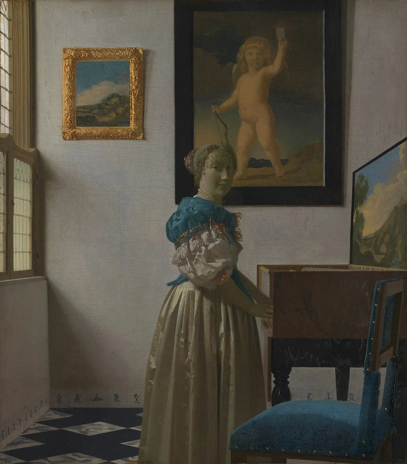 En dame stående ved virginalet - Johannes Vermeer