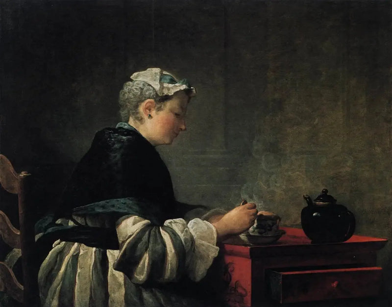 En dame, der drikker te - Jean Siméon Chardin