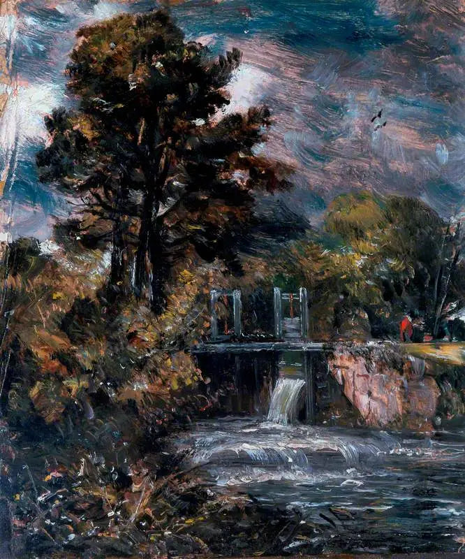 En sluse (måske på Stour) - John Constable