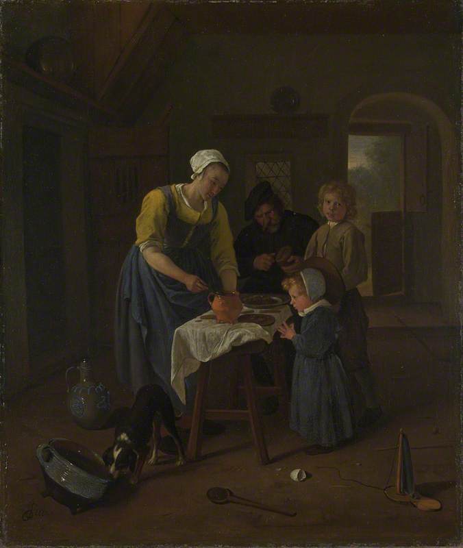 Une famille paysanne à l'heure du repas - Jan Steen image 1 copie de tableau peinte à la main
