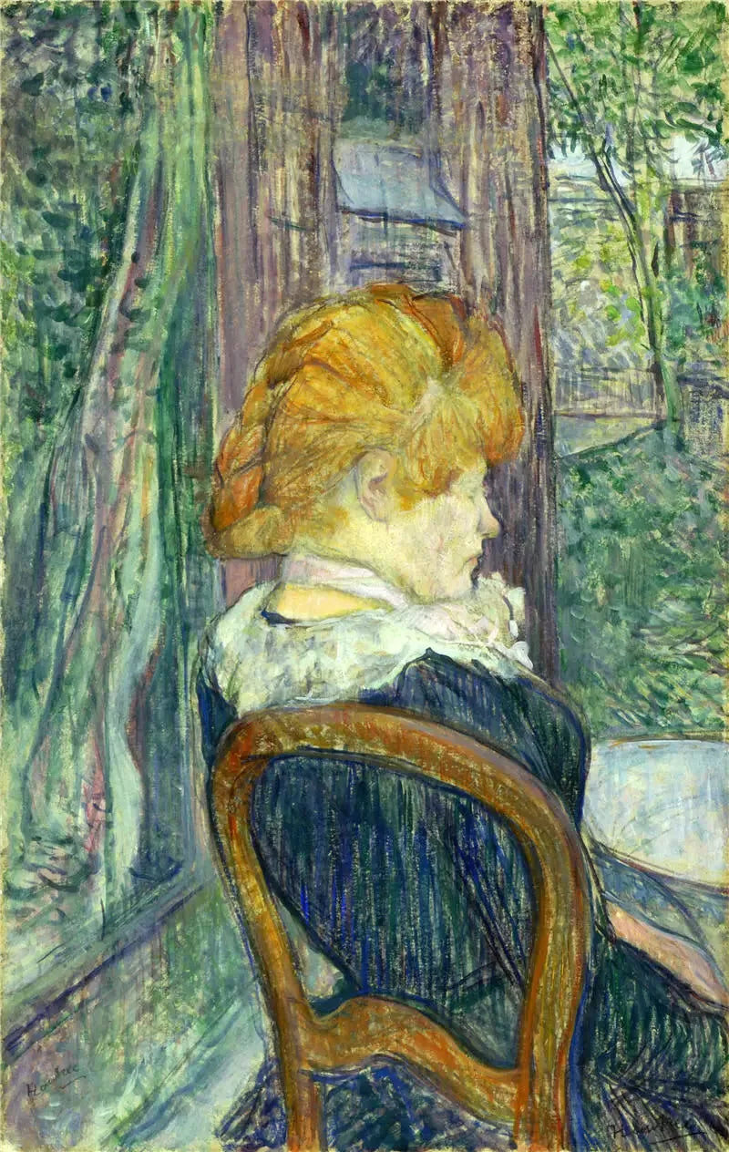 En kvinde siddende i en have - Henri de Toulouse-Lautrec