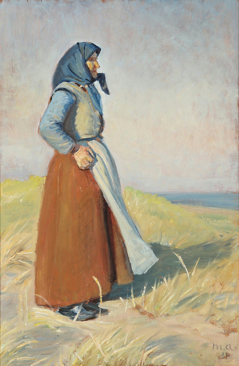 En kvinde fra Skagen på klitterne. -Michael Peter Ancher