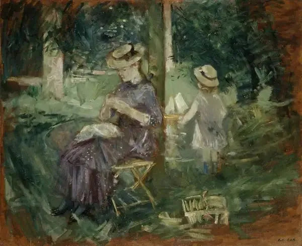 En kvinde og et barn i en have - Berthe Morisot