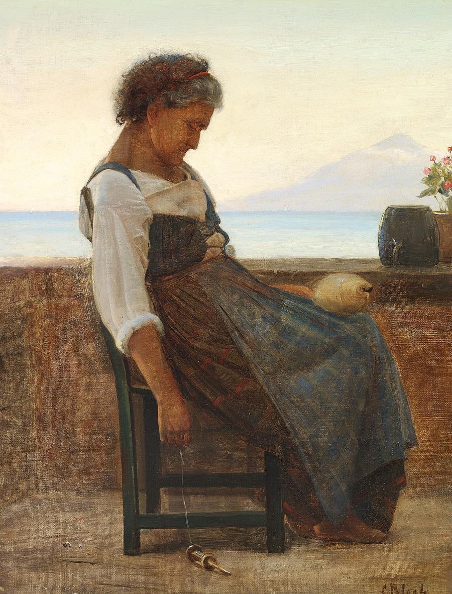 En italiensk kvinde tager en middagslur. - Carl Heinrich Bloch