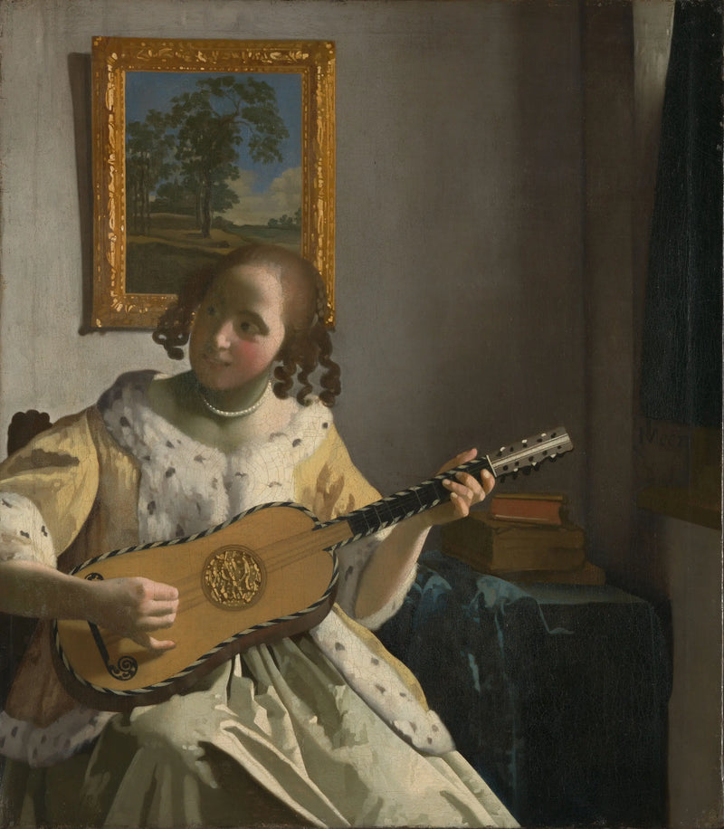 En kvinde der spiller guitar - Johannes Vermeer