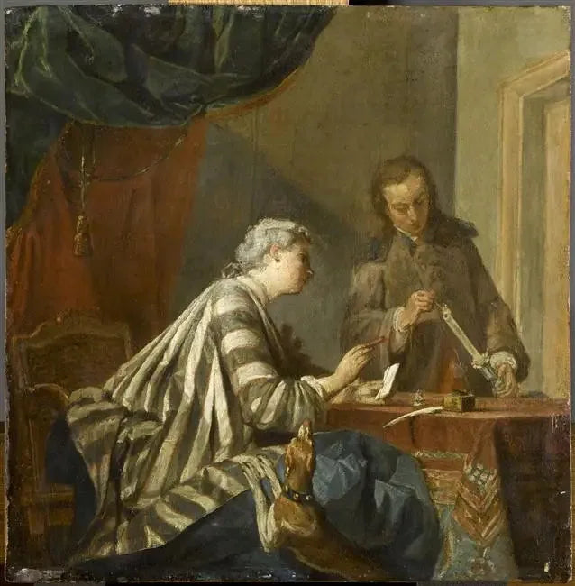 En kvinde, der er optaget af at købe et brev - Jean Siméon Chardin