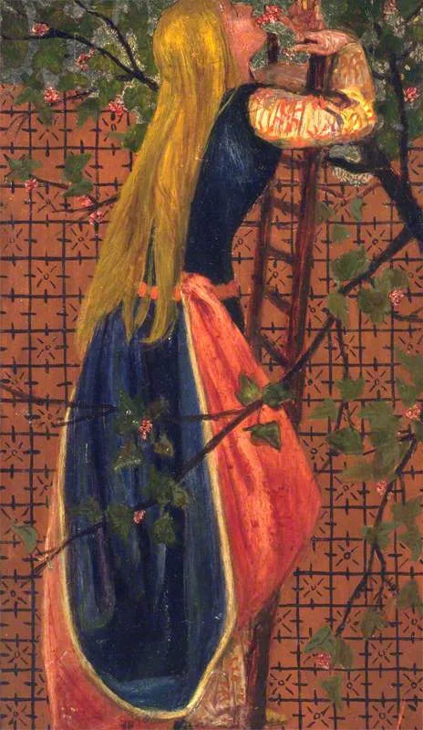 En kvinde på en stige, der lugter en blomst - Edward Burne-Jones