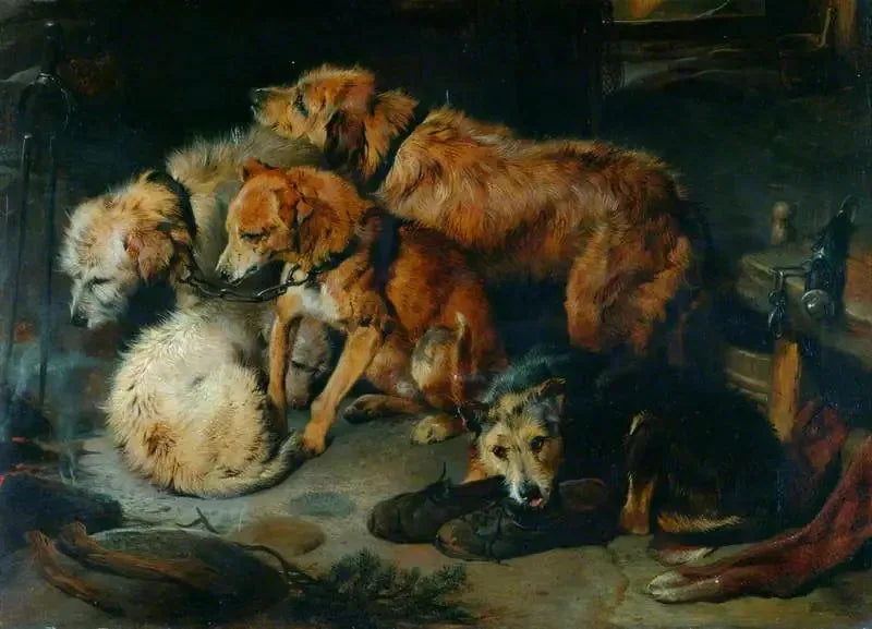 En fest ved pejsen - Edwin Henry Landseer