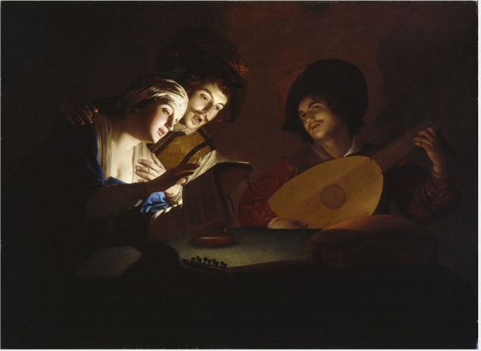 Une fête musicale - Gerrit van Honthorst image 1 reproduction d’œuvre d’art à l’huile