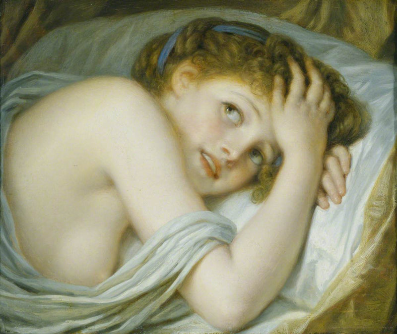 En pige, der ligger i sin seng - Jean-Baptiste Greuze