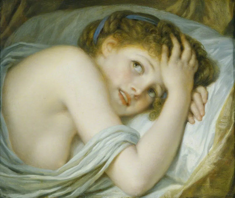 En pige, der ligger i sin seng - Jean-Baptiste Greuze