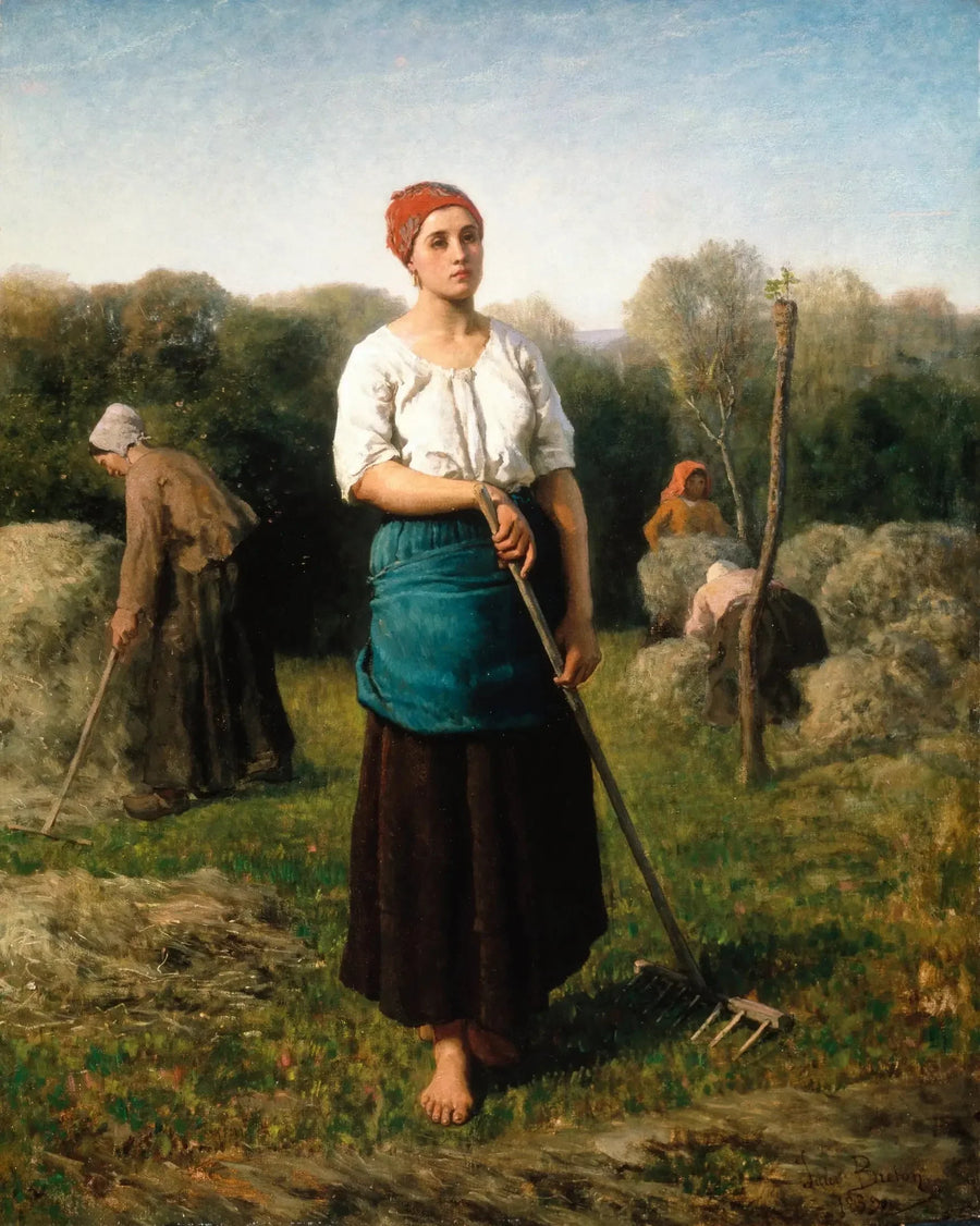 En pige med en rive - Jules Breton