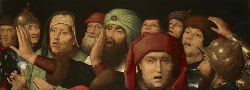 En hånende skare: fragment af en hån af Kristus - Hans Memling