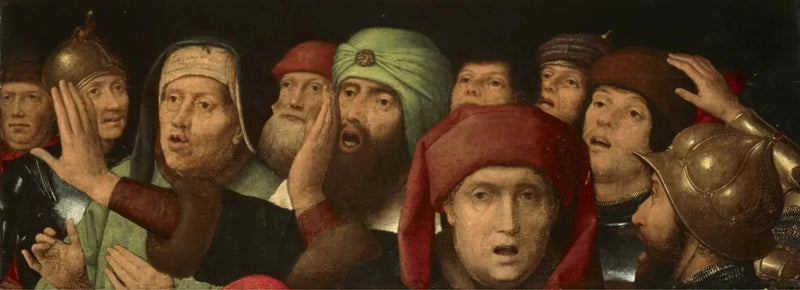 En hånende skare: fragment af en hån af Kristus - Hans Memling