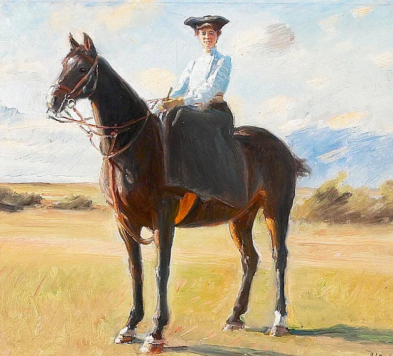 En ung kvinde på hesteryg. - Michael Peter Ancher