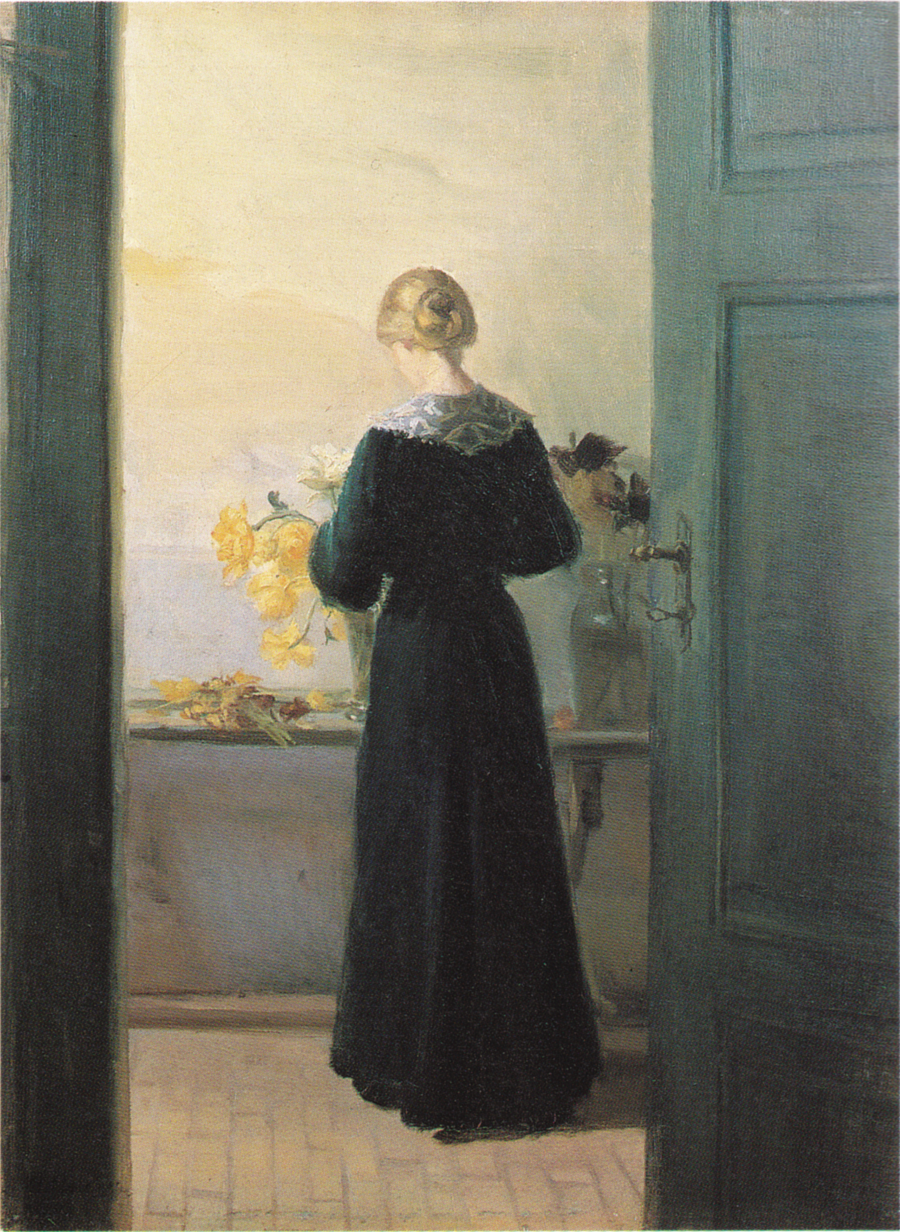 En ung kvinde arrangerer blomster - Anna Ancher