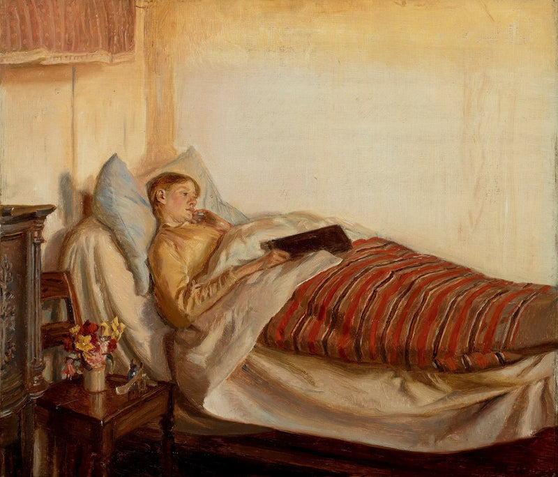 En ung kvinde, Tine Normand, er syg. - Michael Peter Ancher