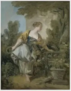 En ung pige i en park - François Boucher