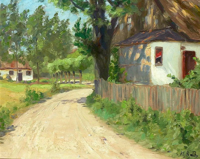 En sommerdag i en landsby i Fionia. - H. A. Brendekilde