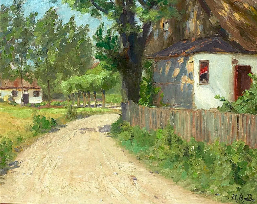 En sommerdag i en landsby i Fionia. - H. A. Brendekilde