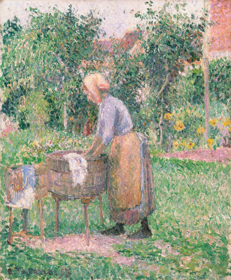 En vaskerinde i Éragny - Camille Pissarro