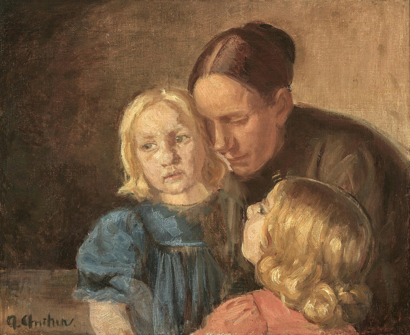 En mor med sine børn. - Anna Ancher