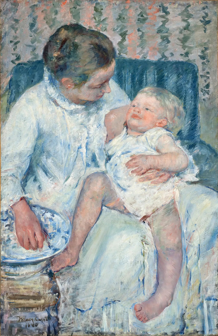 En mor ved at vaske sit sovende barn - Mary Cassatt