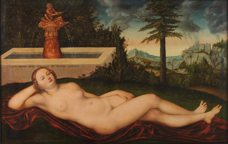 En nymfe ved en fontæne - Lucas Cranach den Ældre