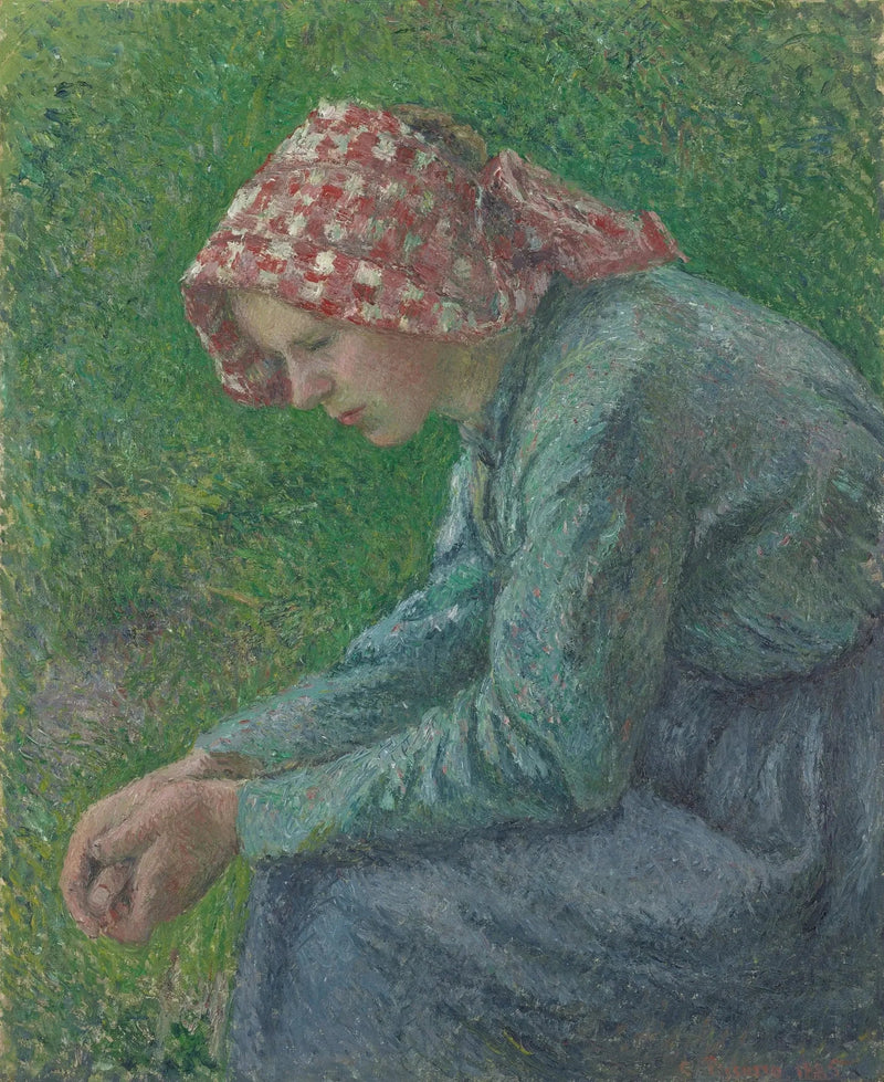 En siddende landkone - Camille Pissarro