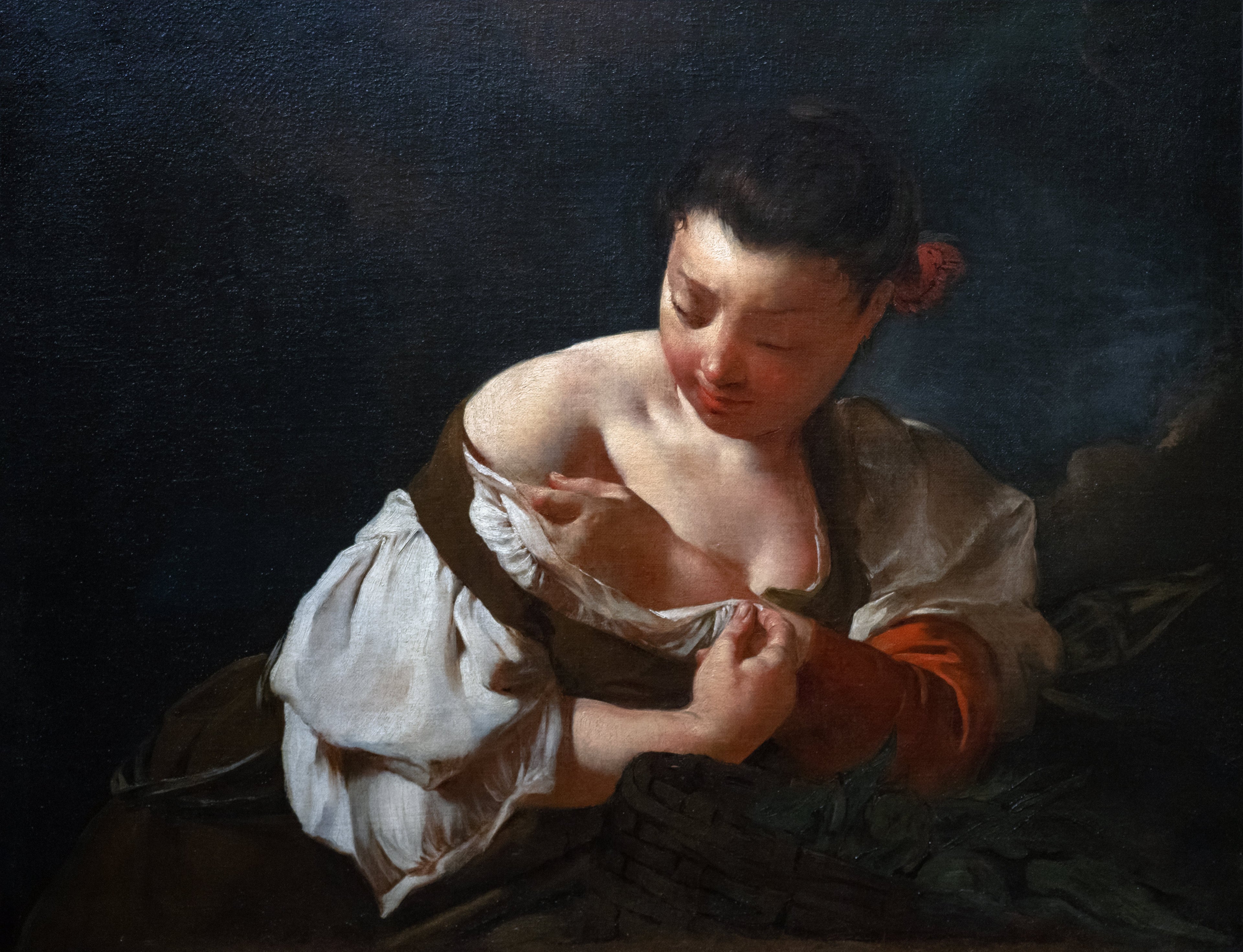 Une paysanne attrapant une puce - Giovanni Battista Piazzetta - Alpha Reproduction