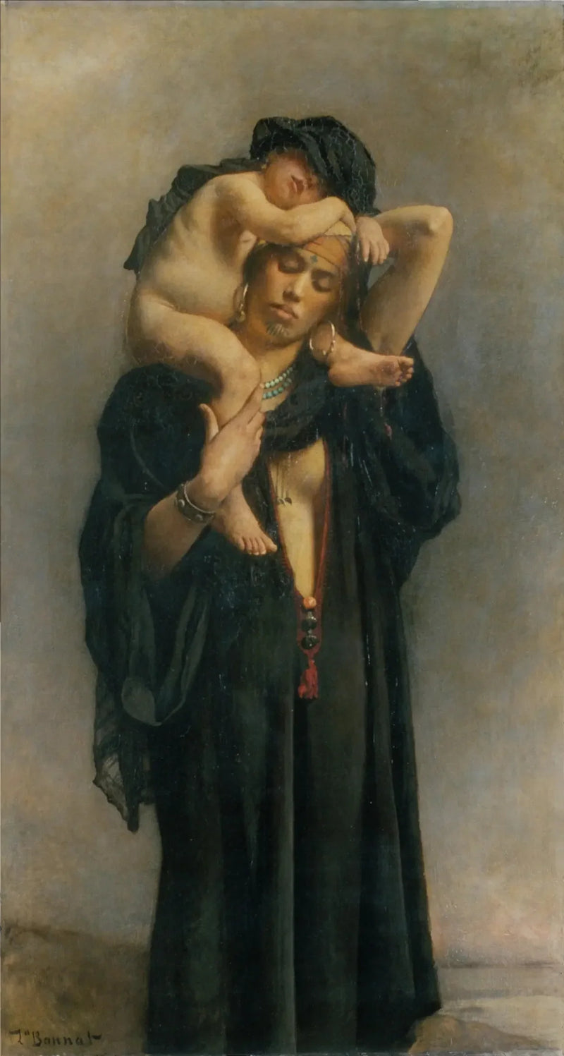 En egyptisk bondepige og hendes barn - Léon Bonnat