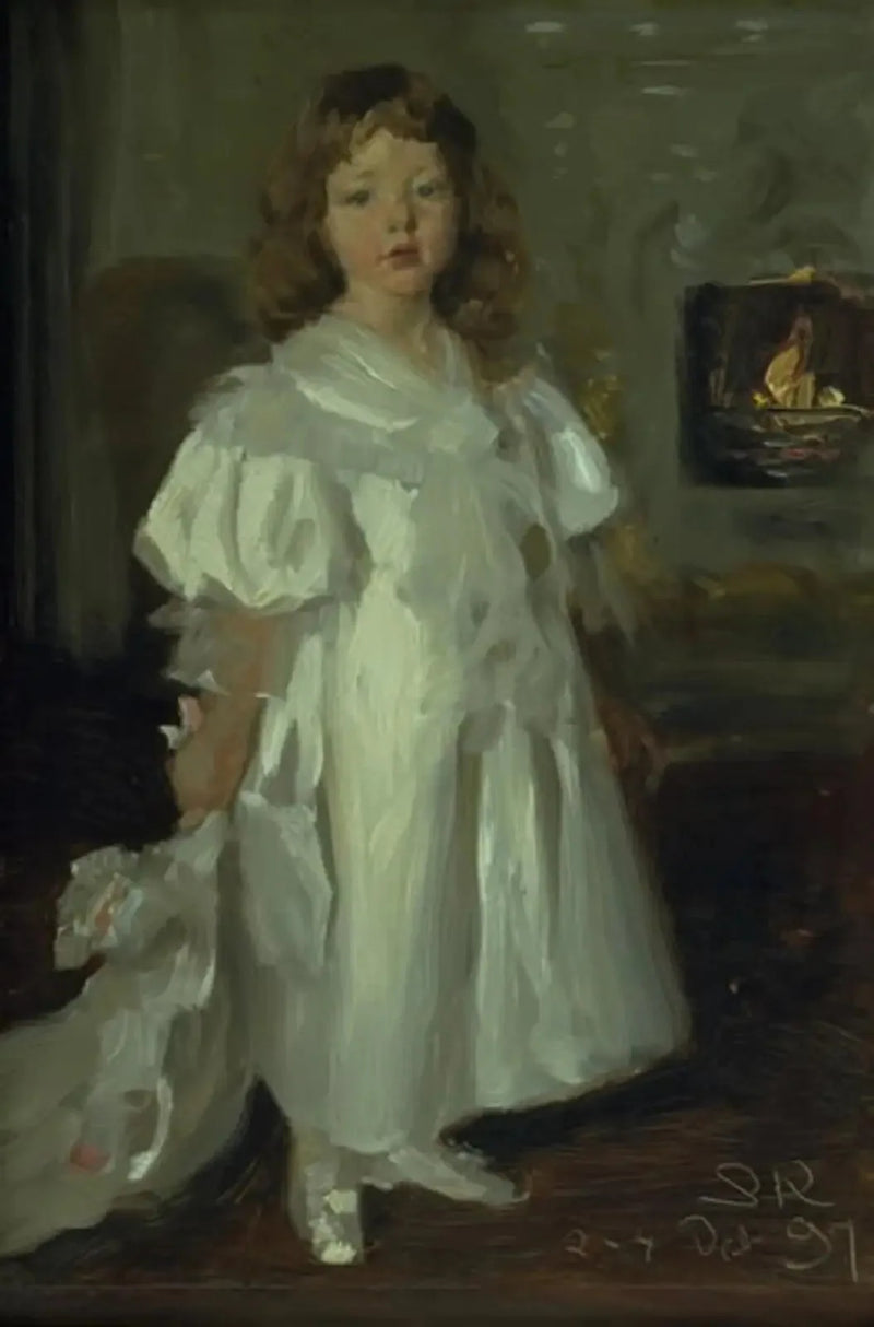 En lille pige, Helga Melchior, i lang kjole - Peder Severin Krøyer