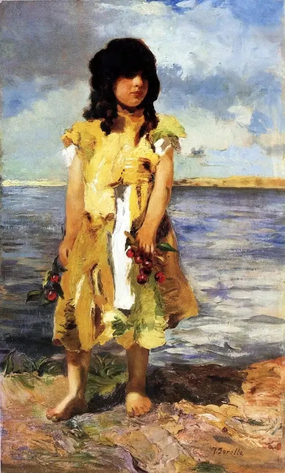 En lille sigøjner med kirsebær (En pige på stranden). - Joaquín Sorolla