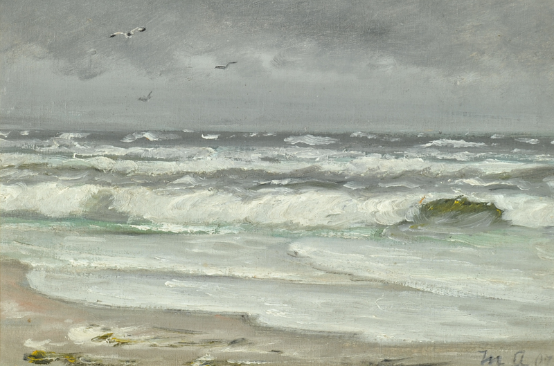 En strand og et havlandskab. - Michael Peter Ancher