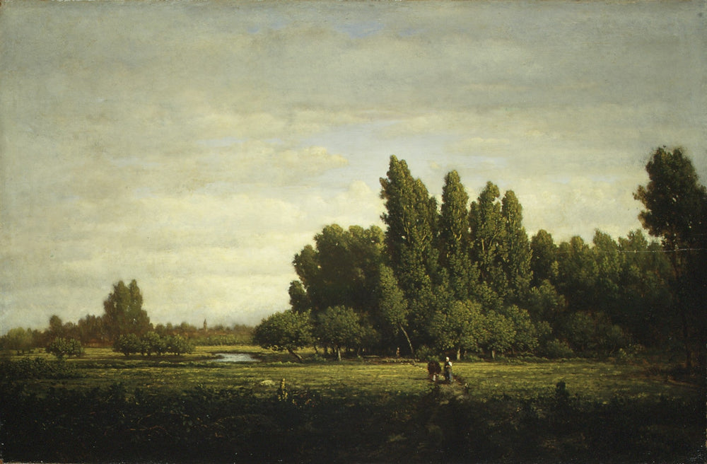 Une prairie bordée d'arbres - Théodore Rousseau image 1 tableau peint à l’huile sur toile