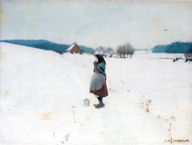 En gåtur i sneen. - H. A. Brendekilde