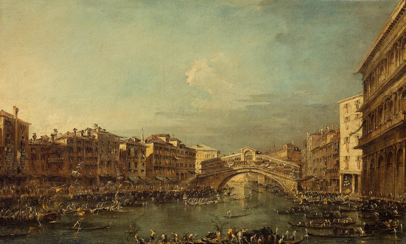 En kapsejlads på Grand Canal med Rialto-broen i Venedig - Francesco Guardi