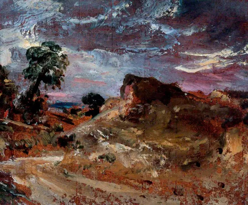 En landevej og en sandbanke - John Constable