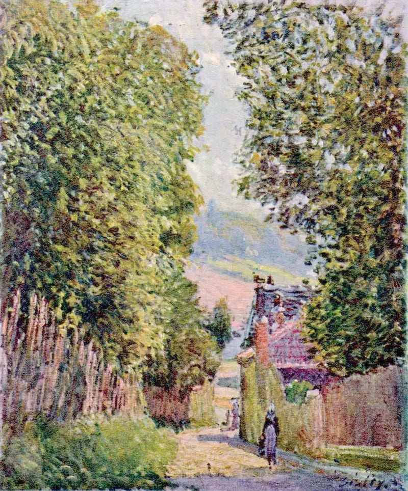 En gade i Louveciennes - Alfred Sisley
