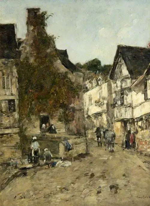 En gade i Caudebec-en-Caux - Eugène Boudin