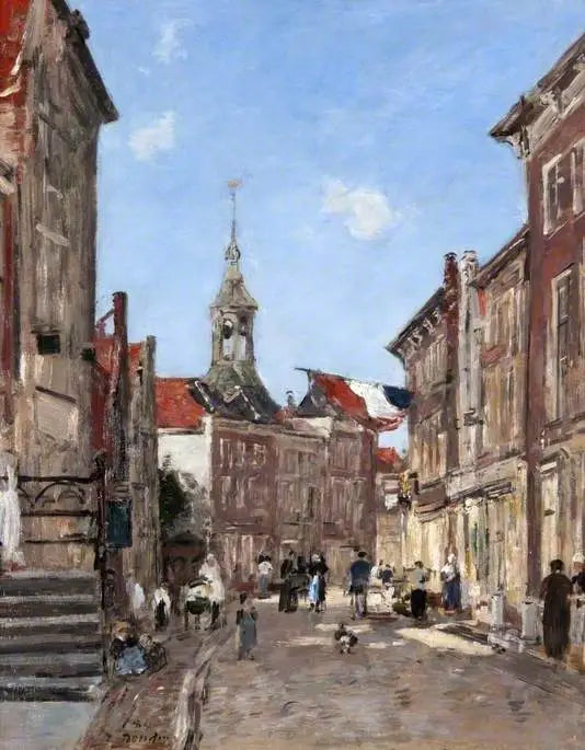 En gade i Dordrecht - Eugène Boudin